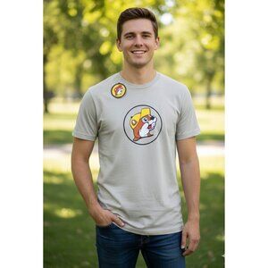 Buc-ees Graphic Mascot Cotton Blend T-Shirt Soft Neutral Unisex size Large